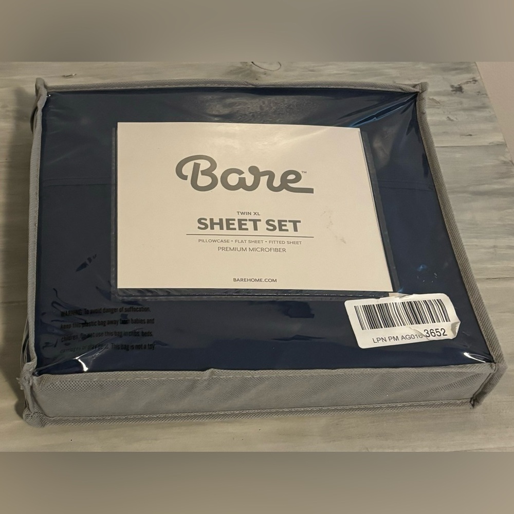 New Bare Home Twin XL Sheet Set, College Dorm Size, Soft Microfiber, Navy Blue